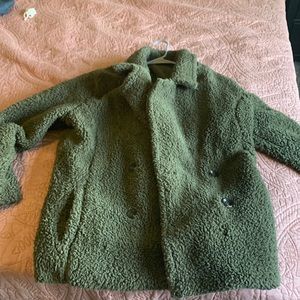 Furry olive green coat from Amazon